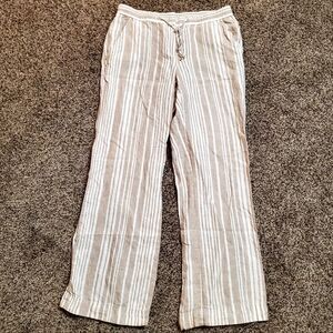 Jones New York Women’s Striped 100% LINEN Pants With Pockets Size 10